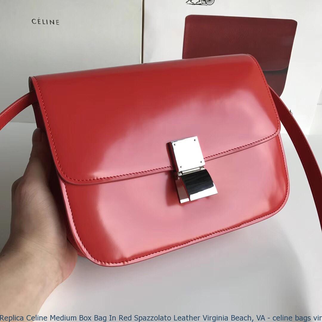 Replica Celine Medium Box Bag In Red Spazzolato Leather Virginia Beach ...